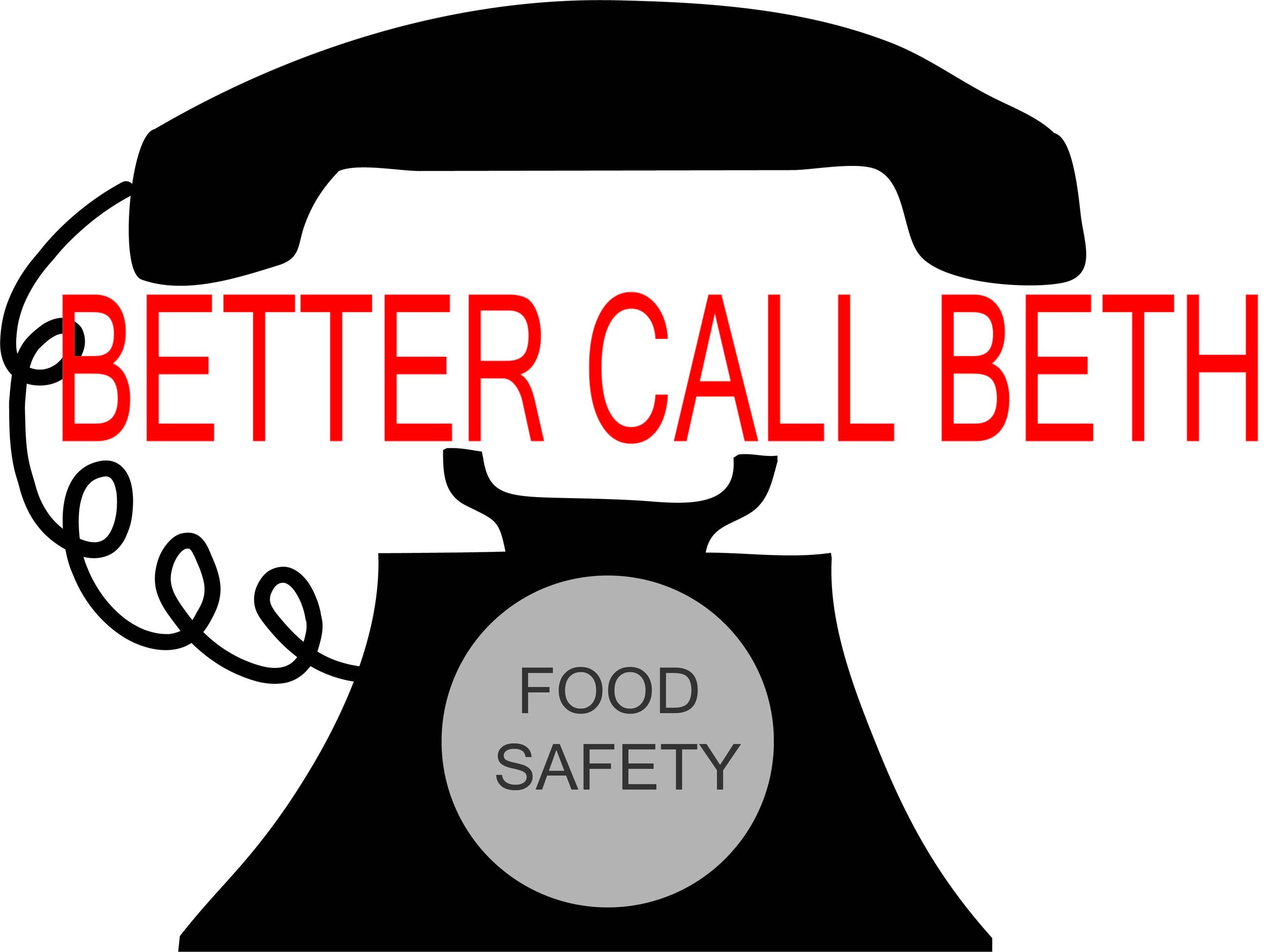 This image resembles a lot like the previous image with the exception that the phrases " Better Call Beth" and " food safety" are not bolded anymore.